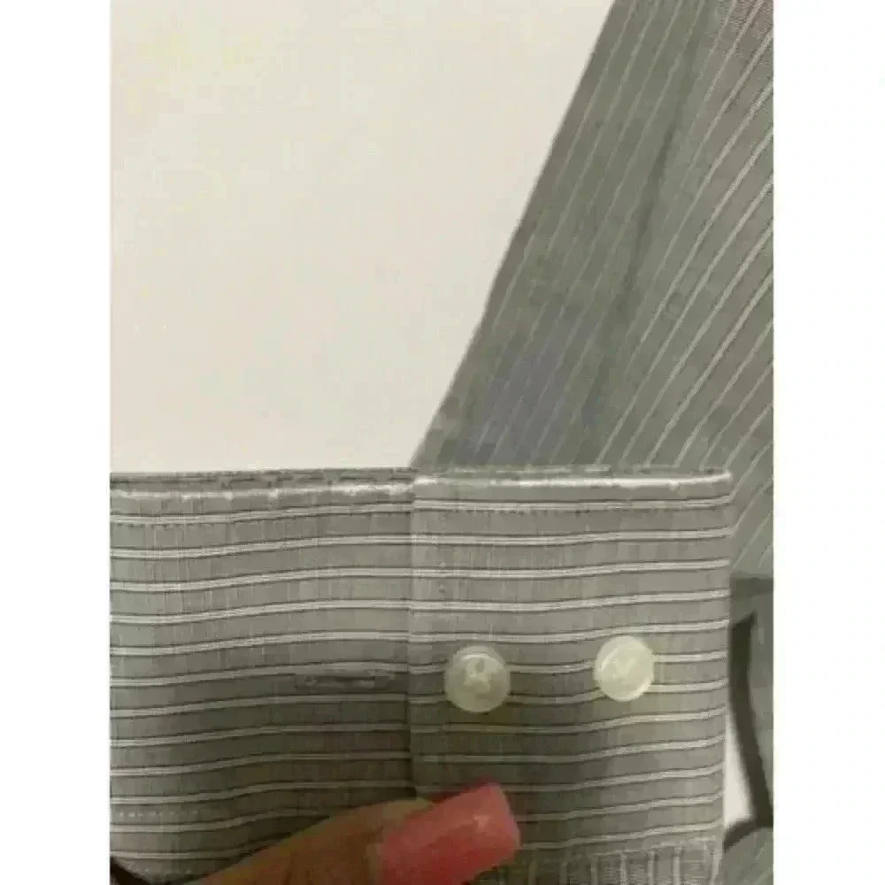 HUGO BOSS Long Sleeve Shirt Stretch Grey Striped Collar Dress Shirt 15 3/4 40 - Picture 10 of 12